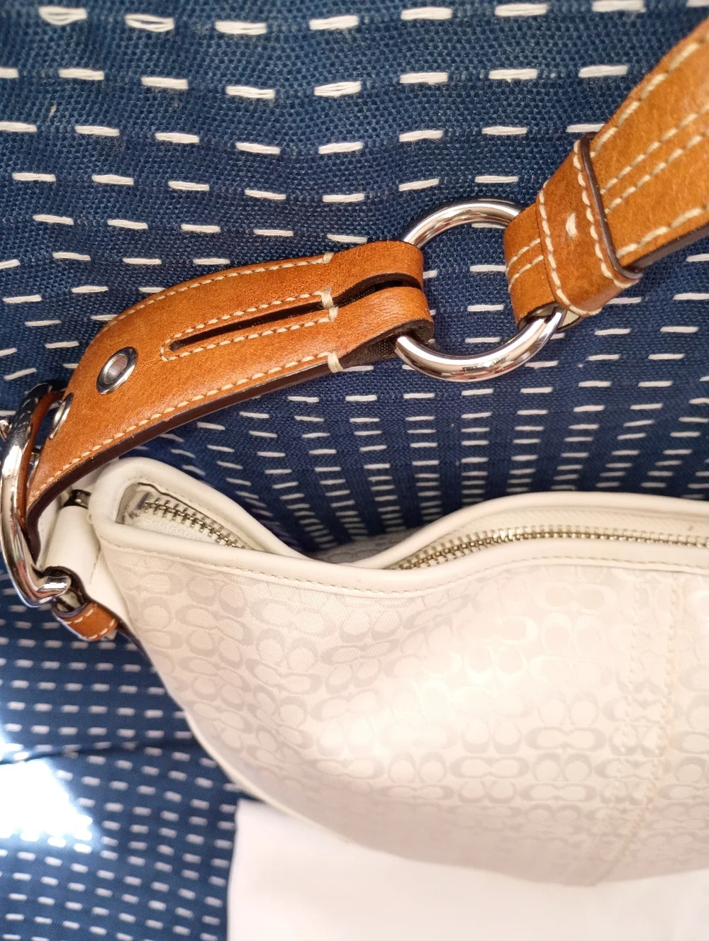 Coach NWOT Y2K White Signature Hobo Vintage Bag 1460 Jacquard Leather Spring - Picture 9 of 15